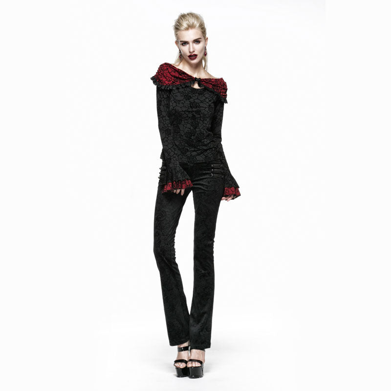 K-201 Retro Fashion black Long Slim Boot Cut Punk Pants
