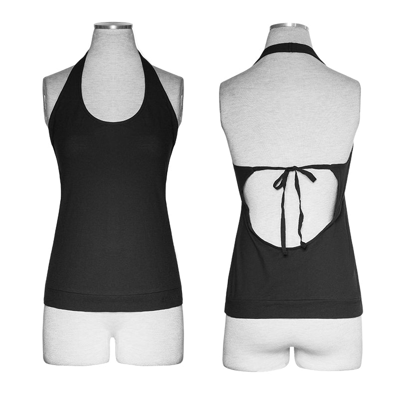 PT-110 black Custom Camisole Punk Vest With Bare Back