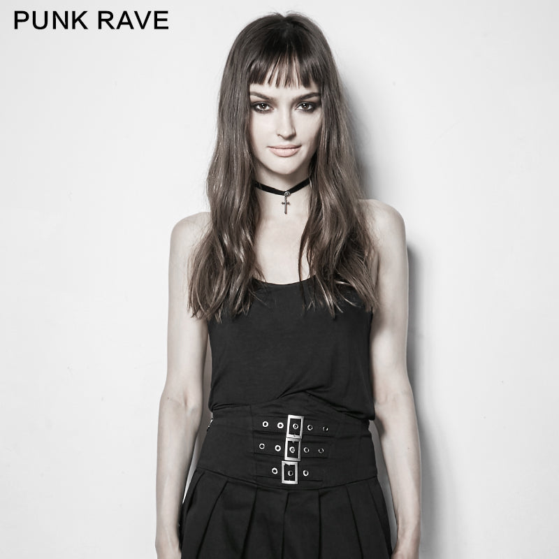 PT-110 black Custom Camisole Punk Vest With Bare Back