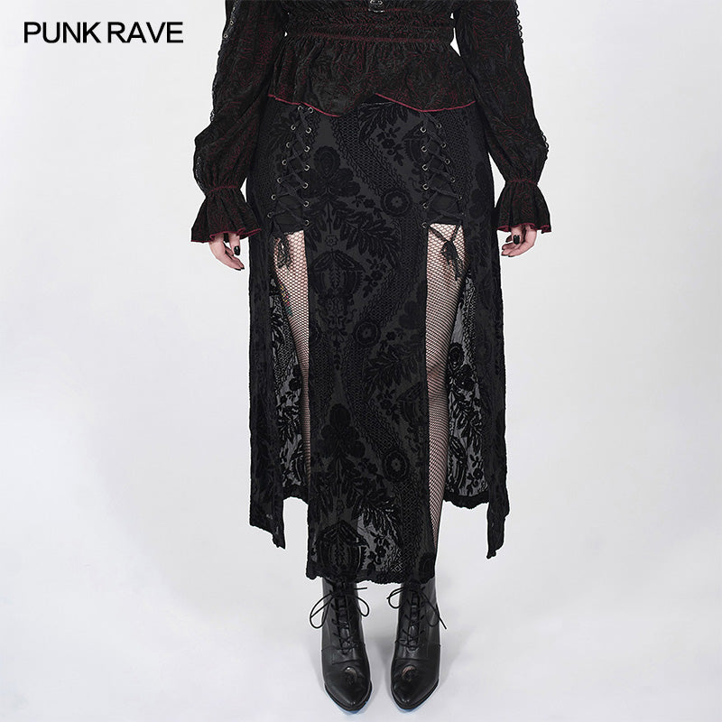 DQ-530BQF Swallow tail velvet slit skirt