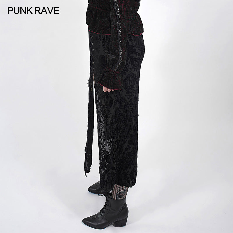 DQ-530BQF Swallow tail velvet slit skirt