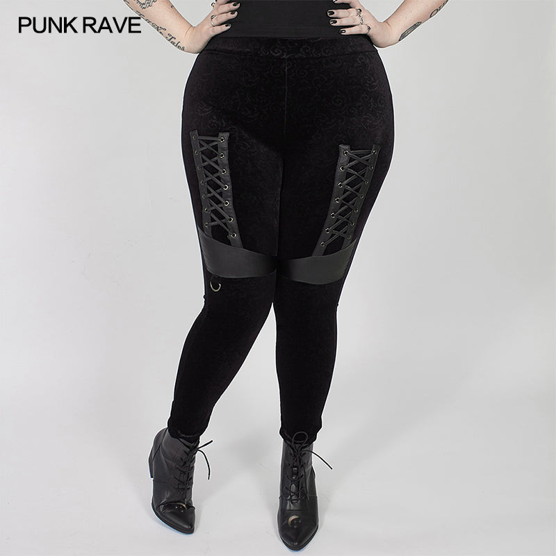 DK-454DQF Dark silhouette vase velvet Leggings