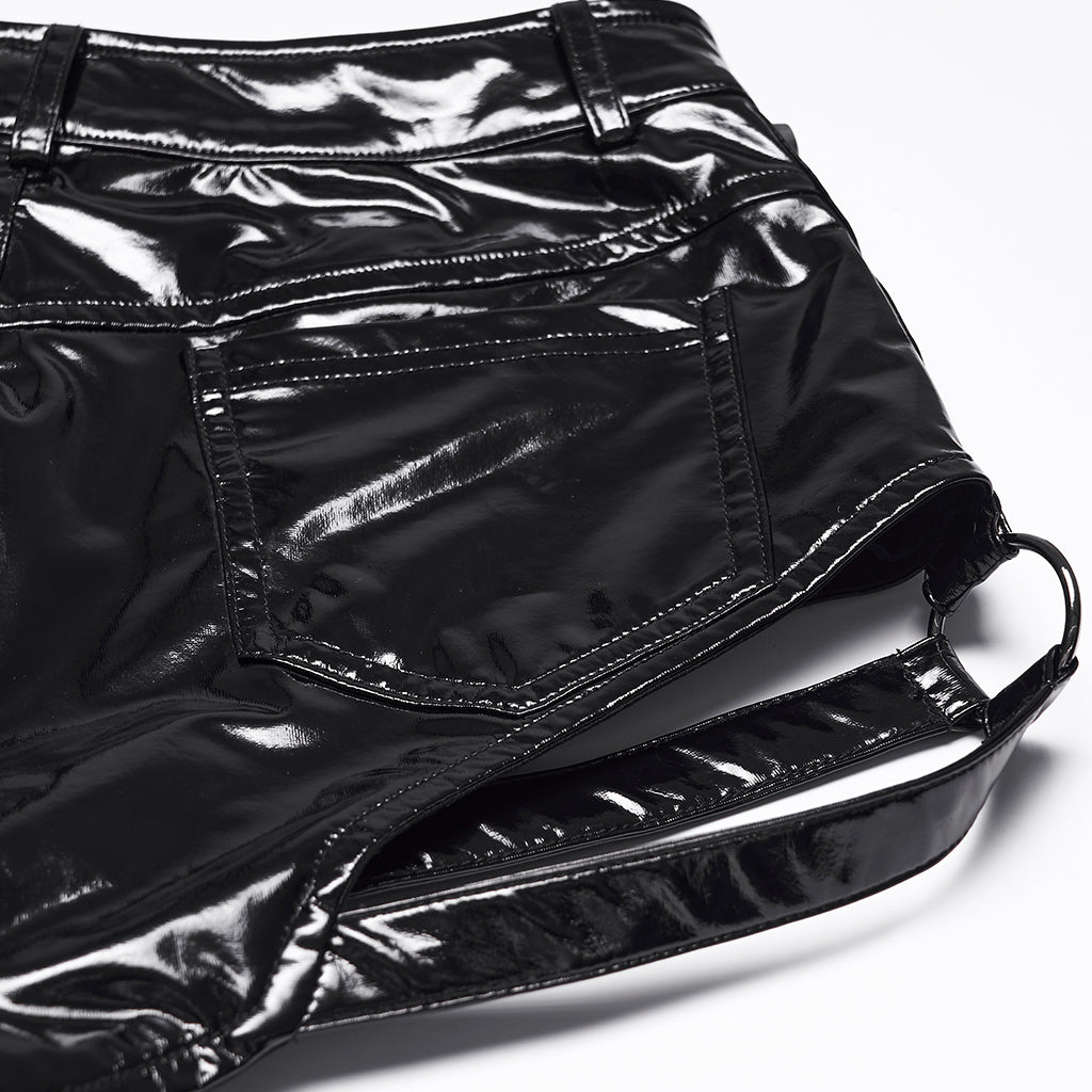 Punk low waisted patent leather shorts OK-771