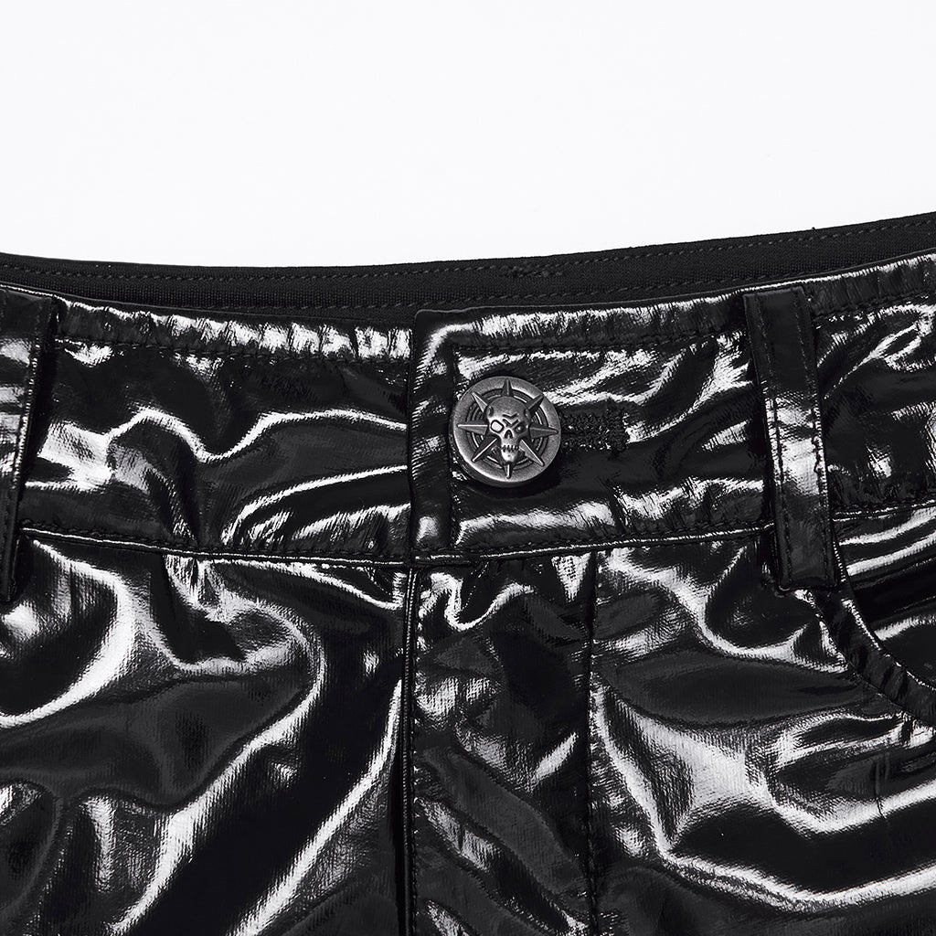 Punk low waisted patent leather shorts OK-771