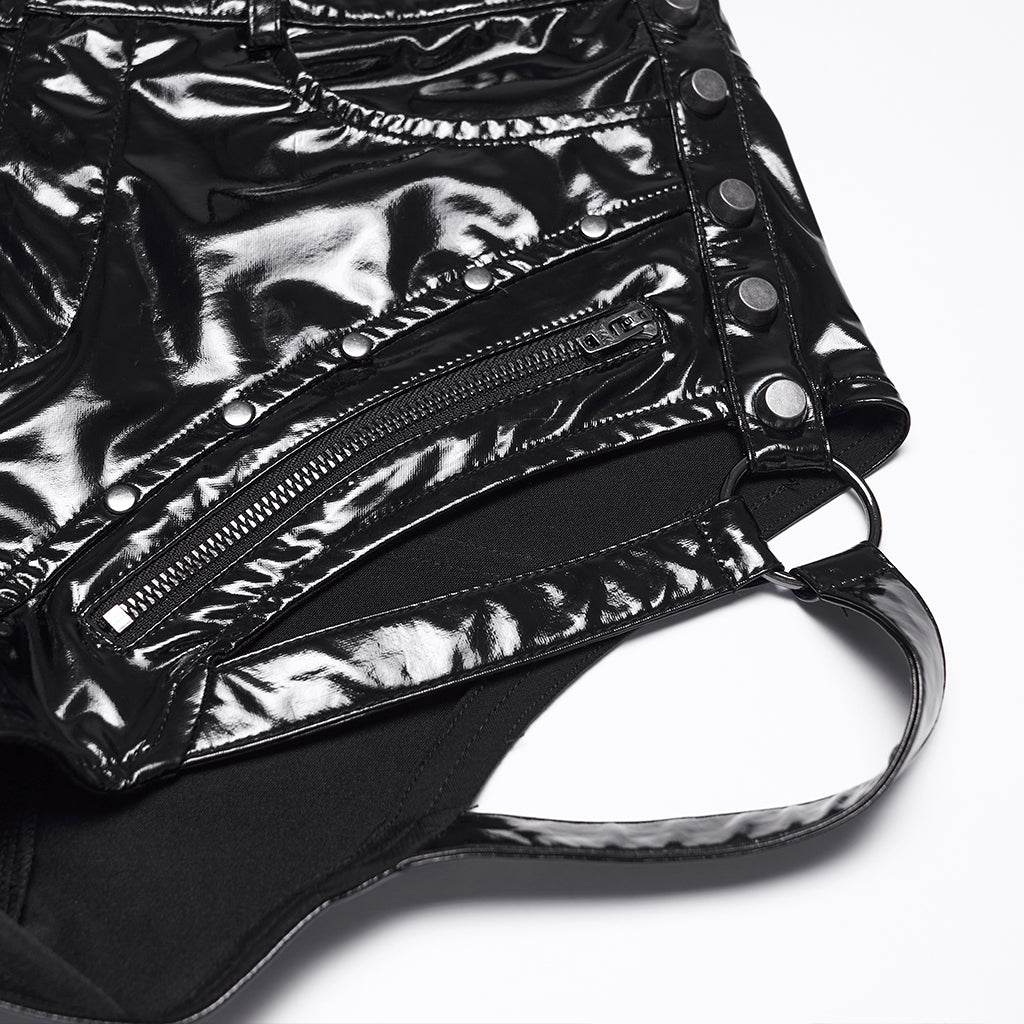 Punk low waisted patent leather shorts OK-771