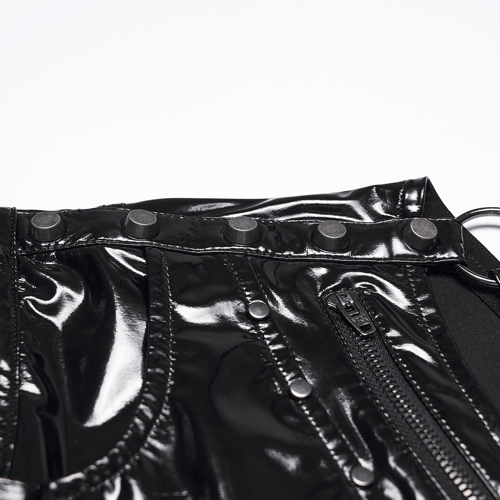 Punk low waisted patent leather shorts OK-771