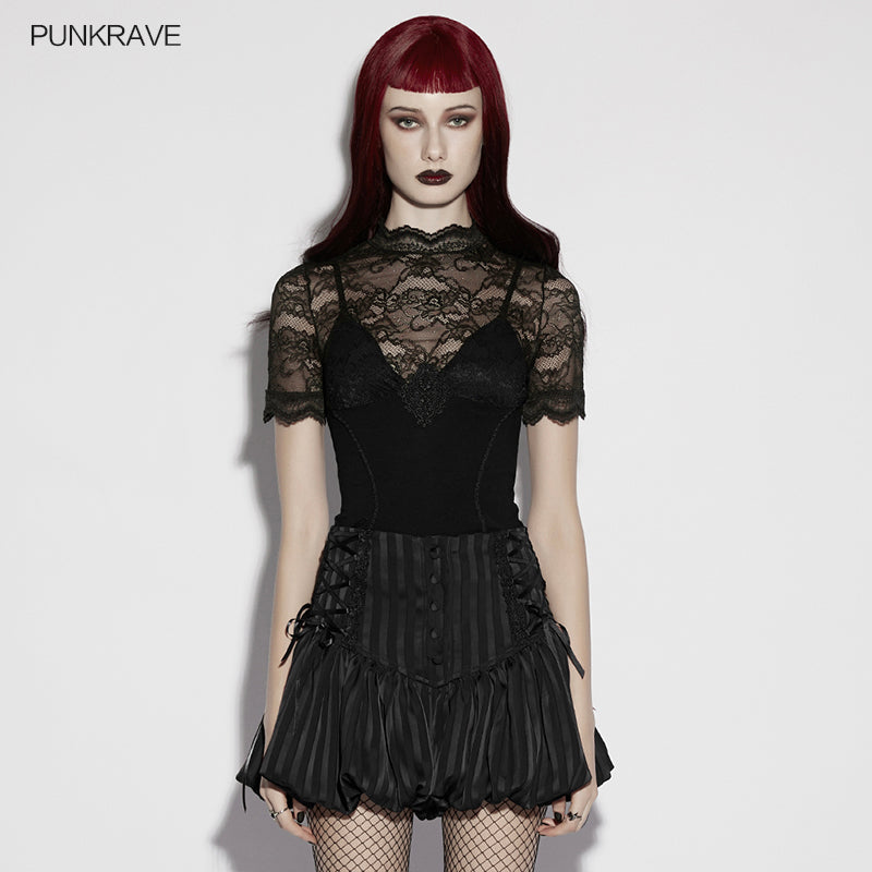 Goth striped pumpkin shorts OK-786
