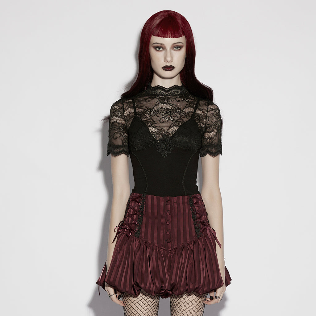 Goth striped pumpkin shorts OK-786