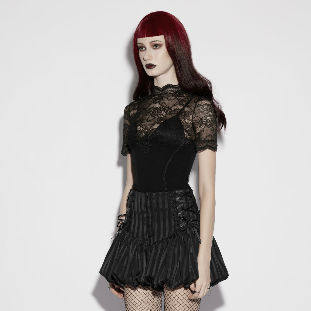 Goth striped pumpkin shorts OK-786
