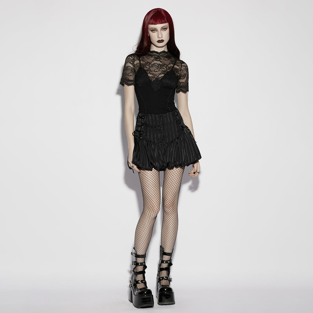 Goth striped pumpkin shorts OK-786