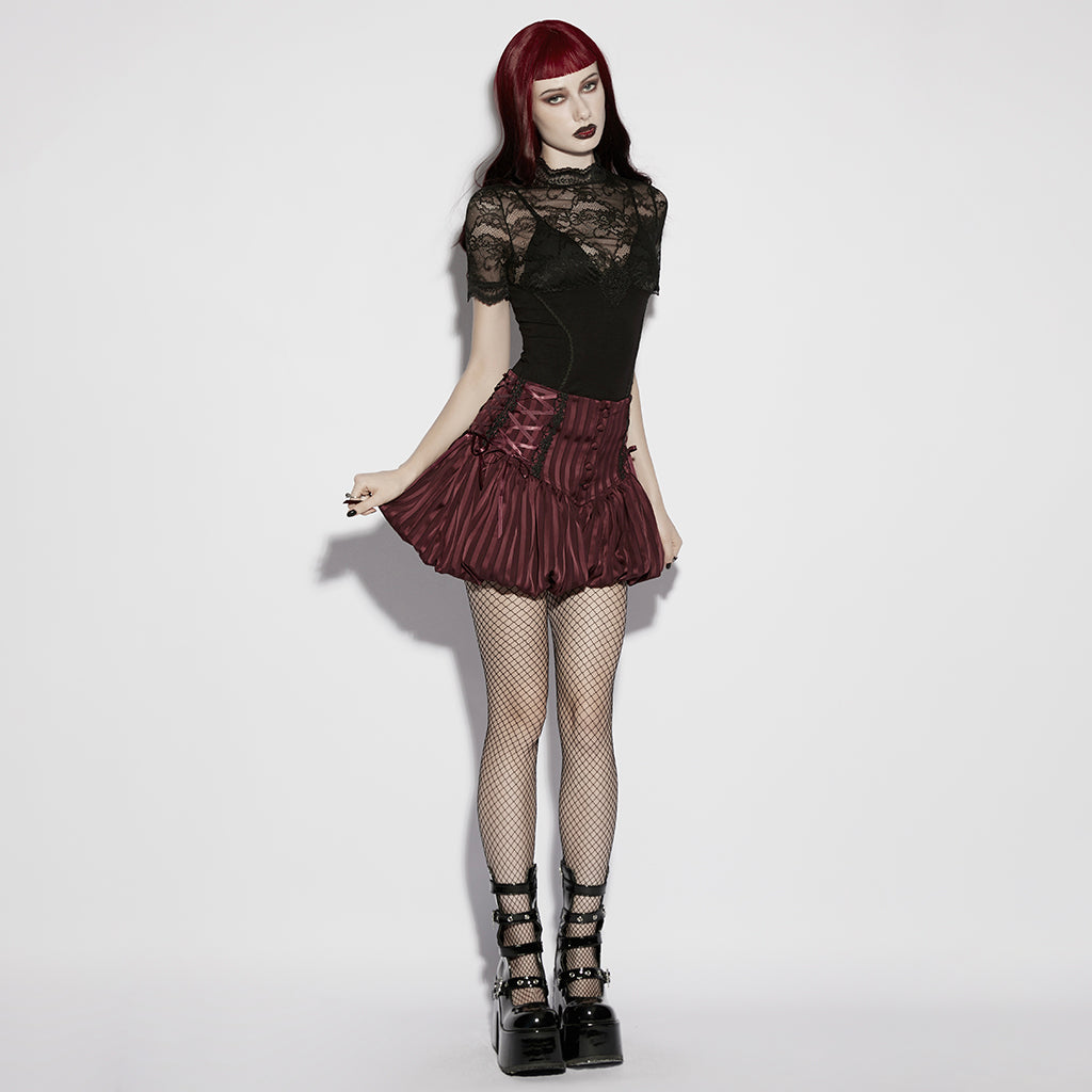 Goth striped pumpkin shorts OK-786