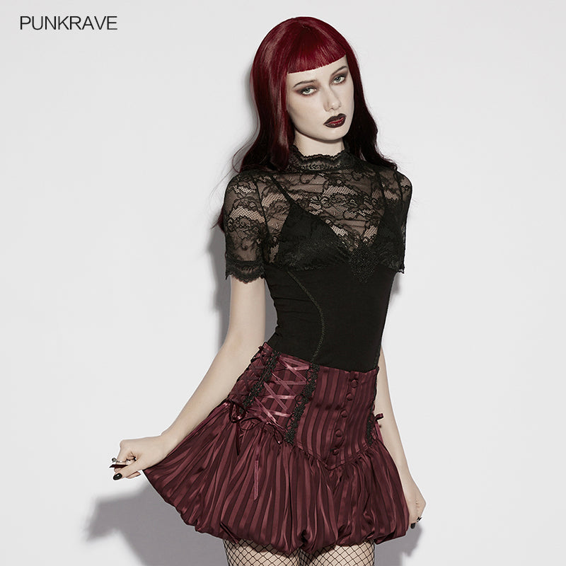 Goth striped pumpkin shorts OK-786