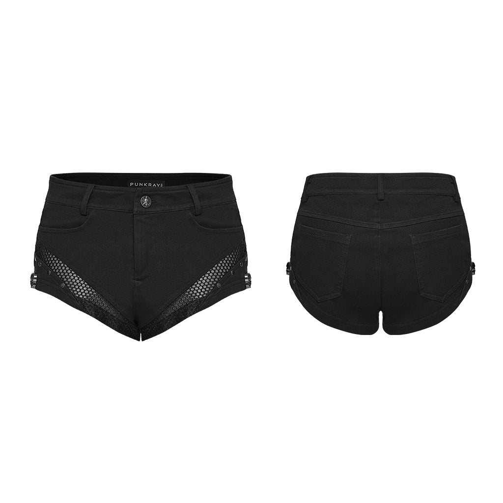 Punk slim knit denim shorts OK-793