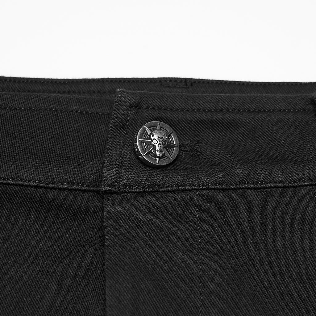 Punk slim knit denim shorts OK-793