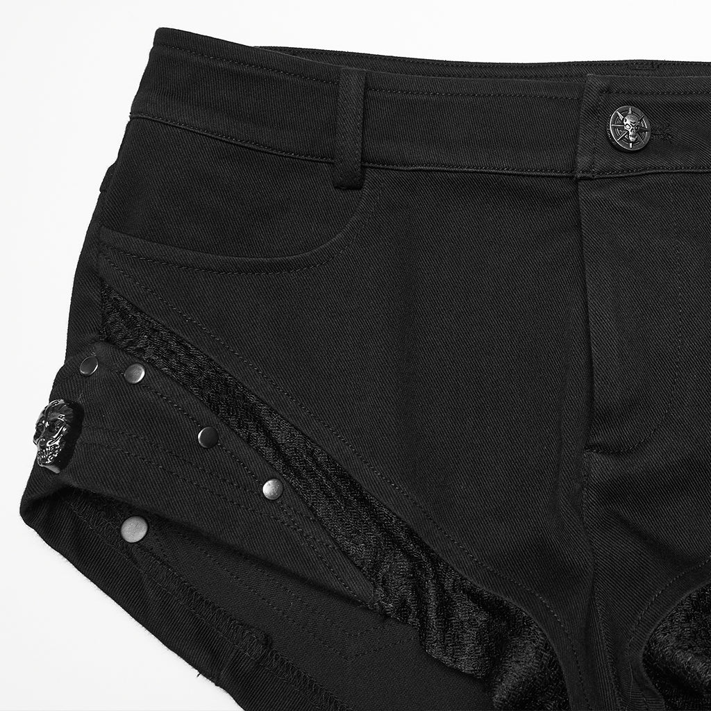 Punk slim knit denim shorts OK-793