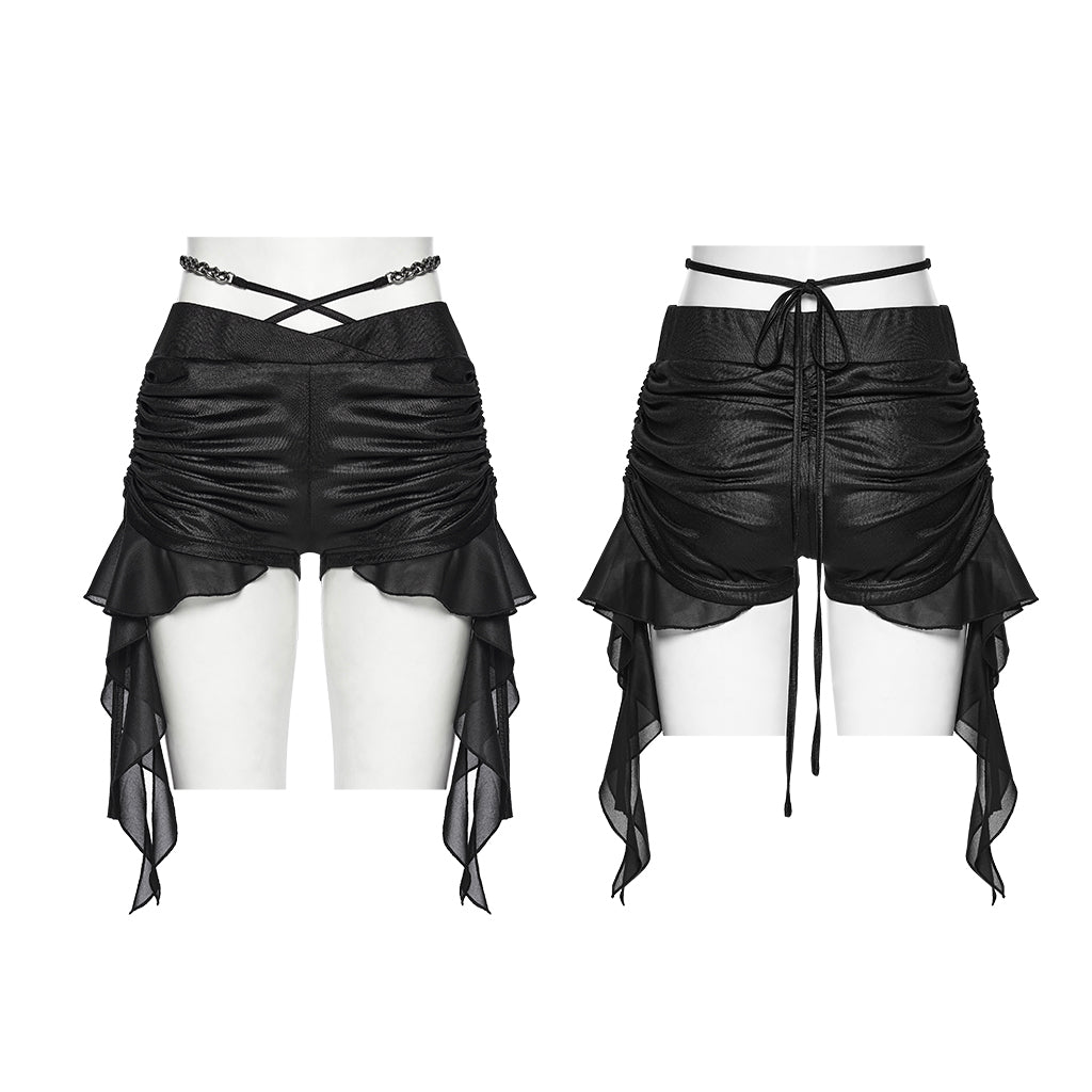 Post-apocalyptic drawstring waist chain shorts OK-802