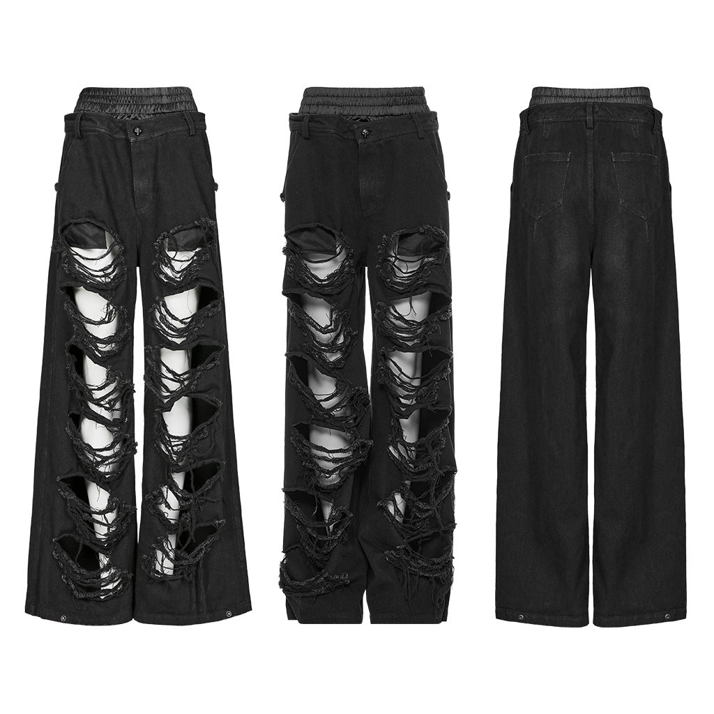 Elastic waist denim hip-hop pants OPK-517DQF - Punk Rave Original Designer Clothing