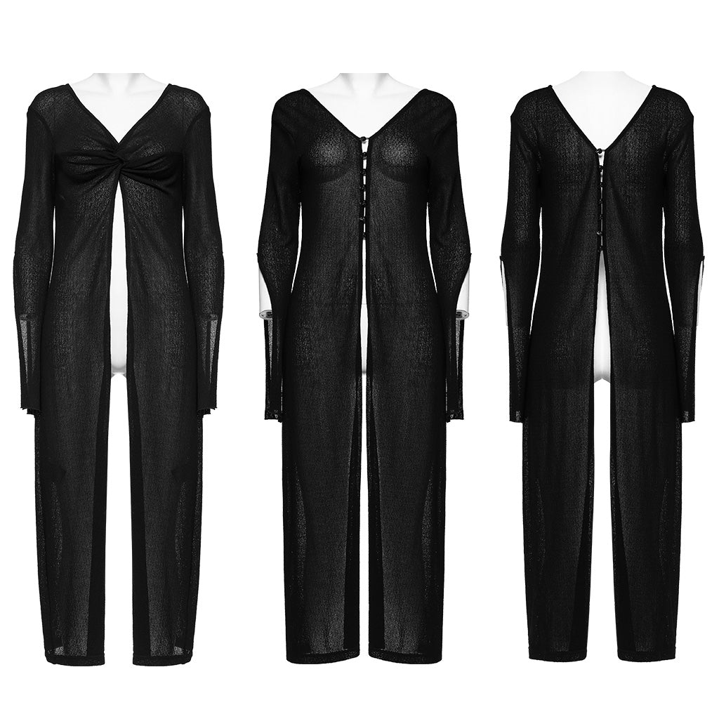 Reversible linen feel woolen long coat OPM-255KMF - Punk Rave Original Designer Clothing