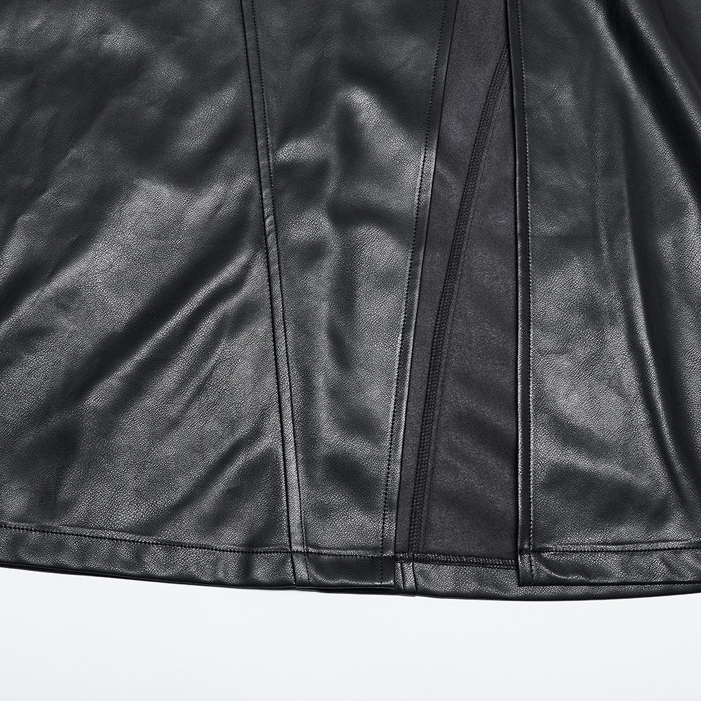 A-line high waist split faux leather skirt OPQ-1399BQF