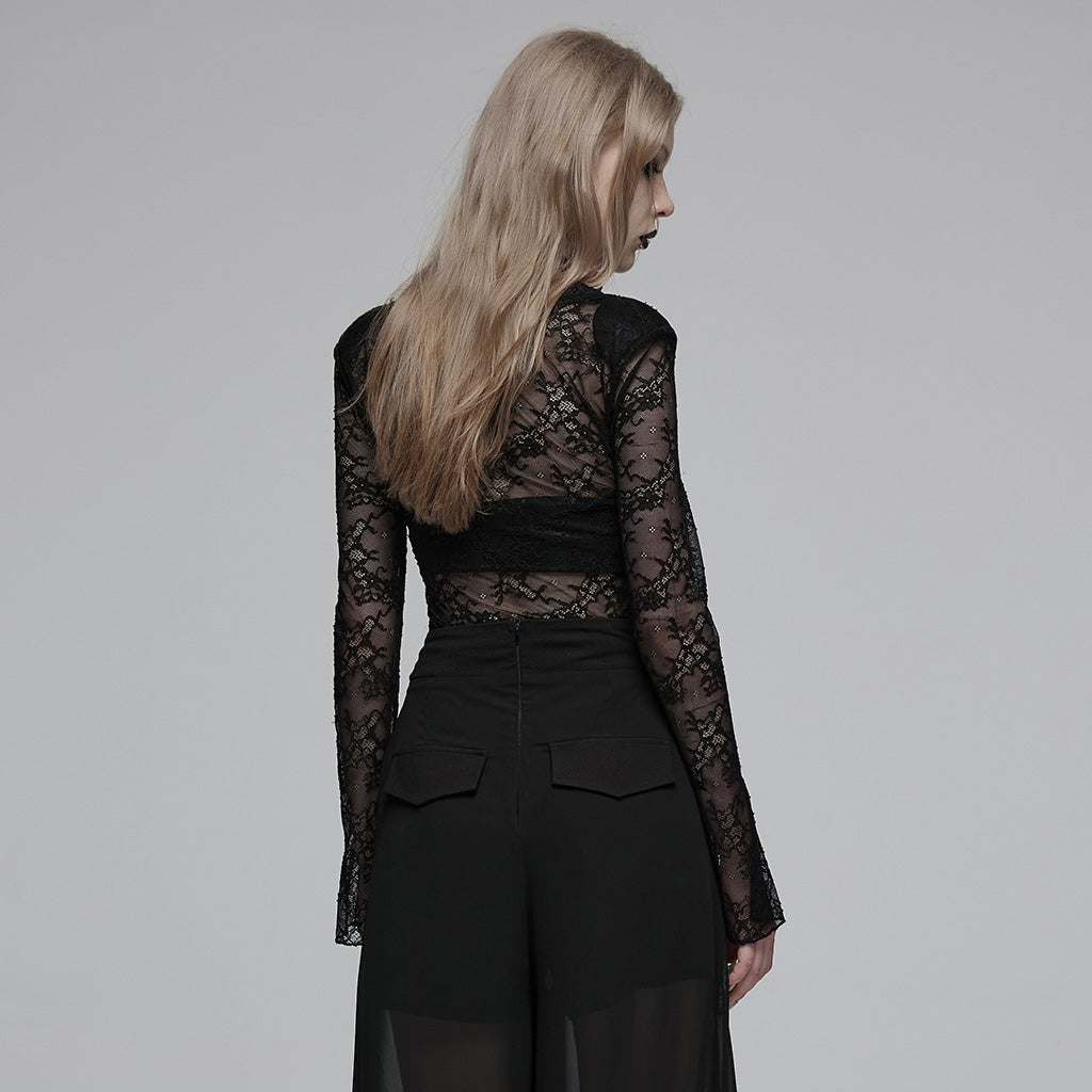 Gothic lace sexy long sleeve T-shirt OPT-853TCF