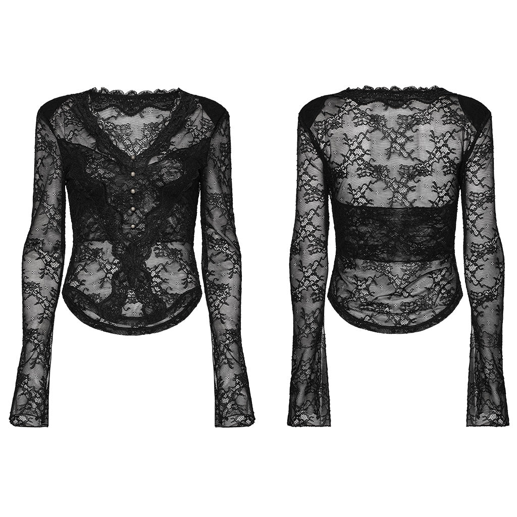 Gothic lace sexy long sleeve T-shirt OPT-853TCF