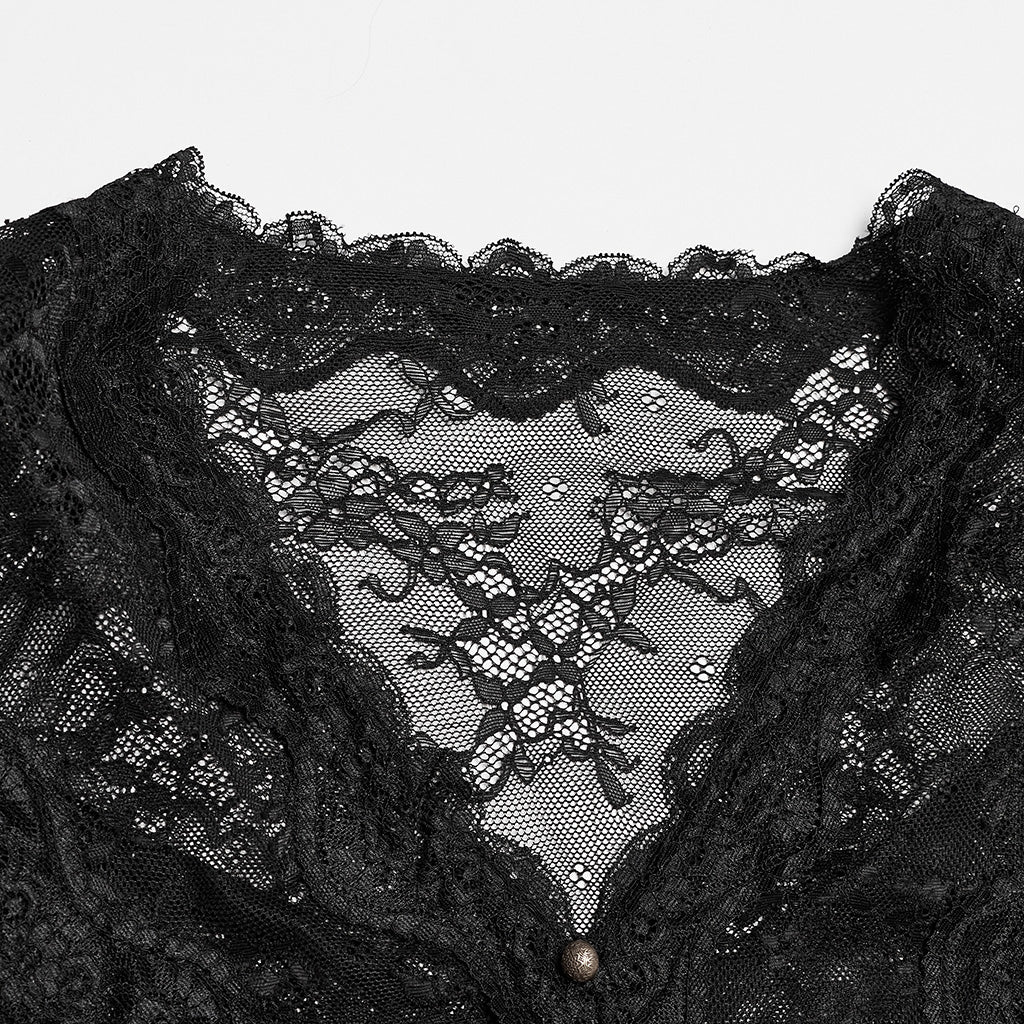 Gothic lace sexy long sleeve T-shirt OPT-853TCF - Punk Rave Original Designer Clothing
