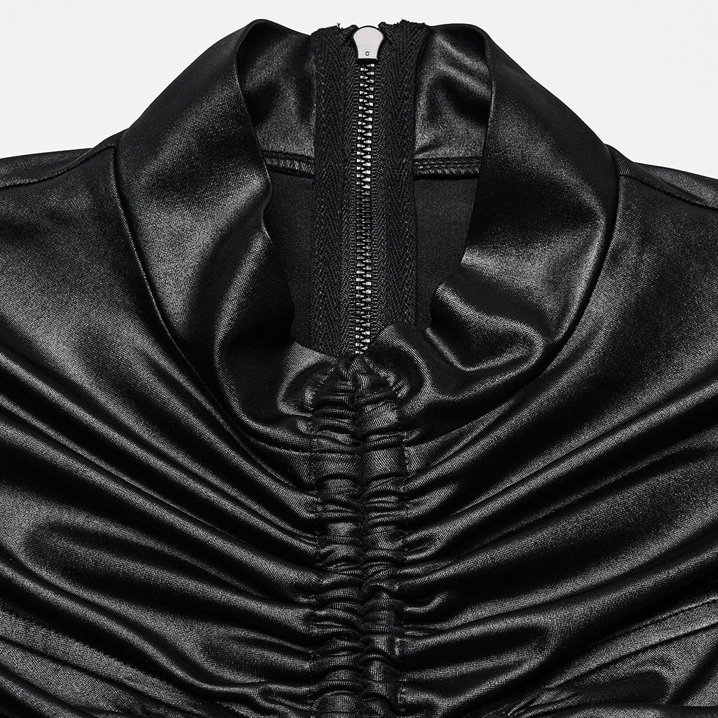 Elastic faux leather hollow tight T-shirt OPT-859TCF - Punk Rave Original Designer Clothing