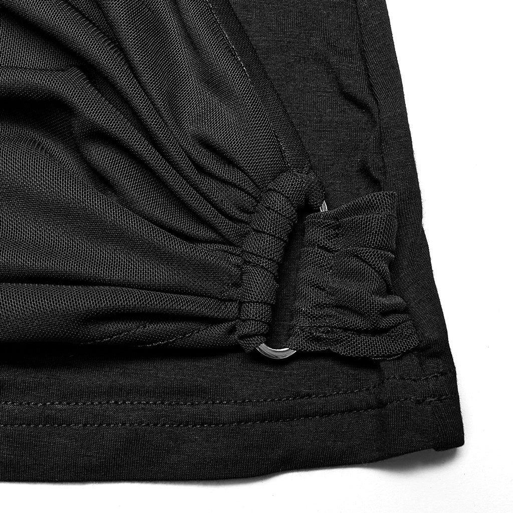 Halter neck stretch-mesh panel long sleeve t-shirt OPT-883TCF - Punk Rave Original Designer Clothing