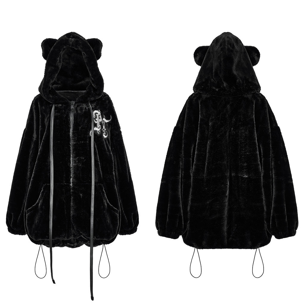 Warm thick plush plush bear ear hooded jacket OPY-719XCF