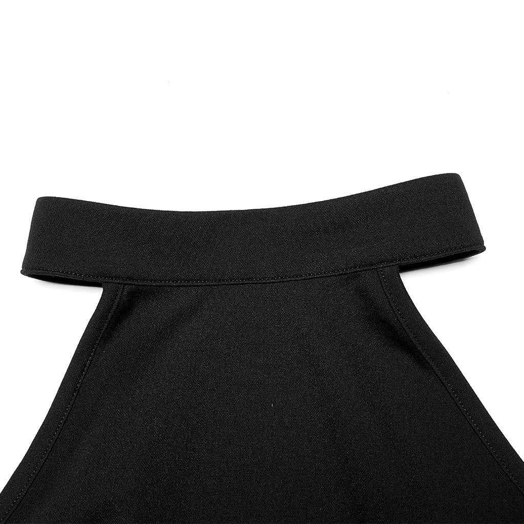 Dark pointed hem dress with detachable leg loops OQ-015
