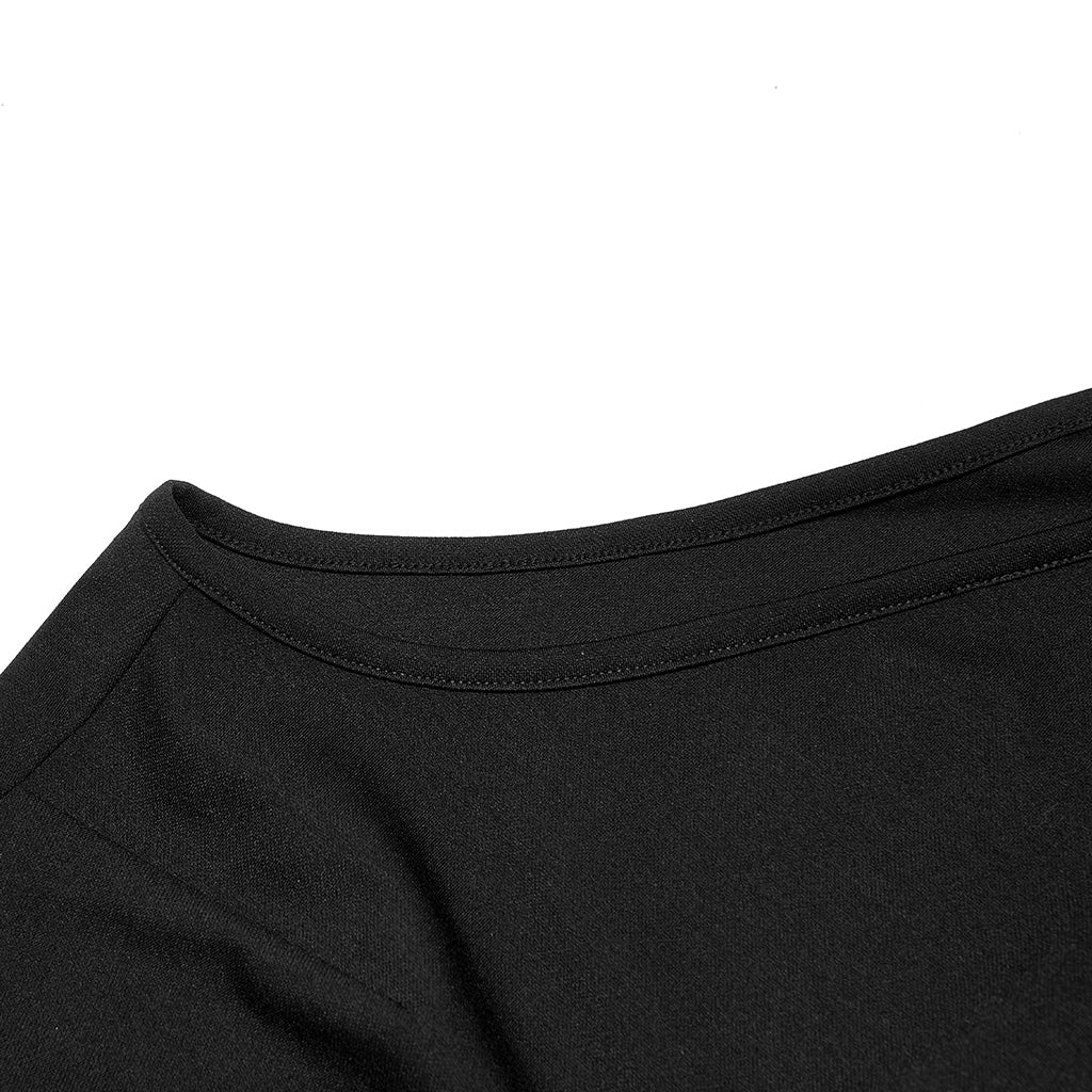 Dark pointed hem dress with detachable leg loops OQ-015