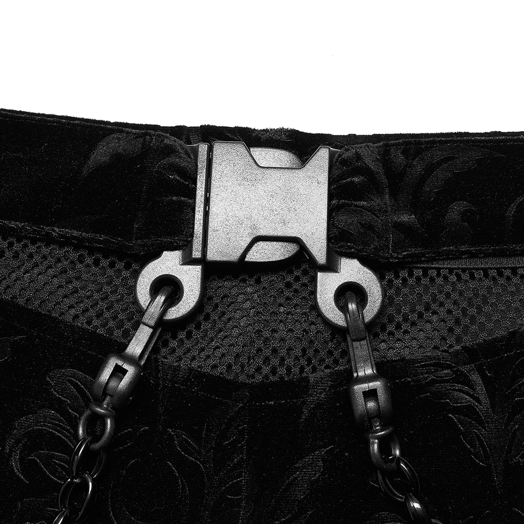 Chinese style dark pattern printed velvet flared pants OPK-476