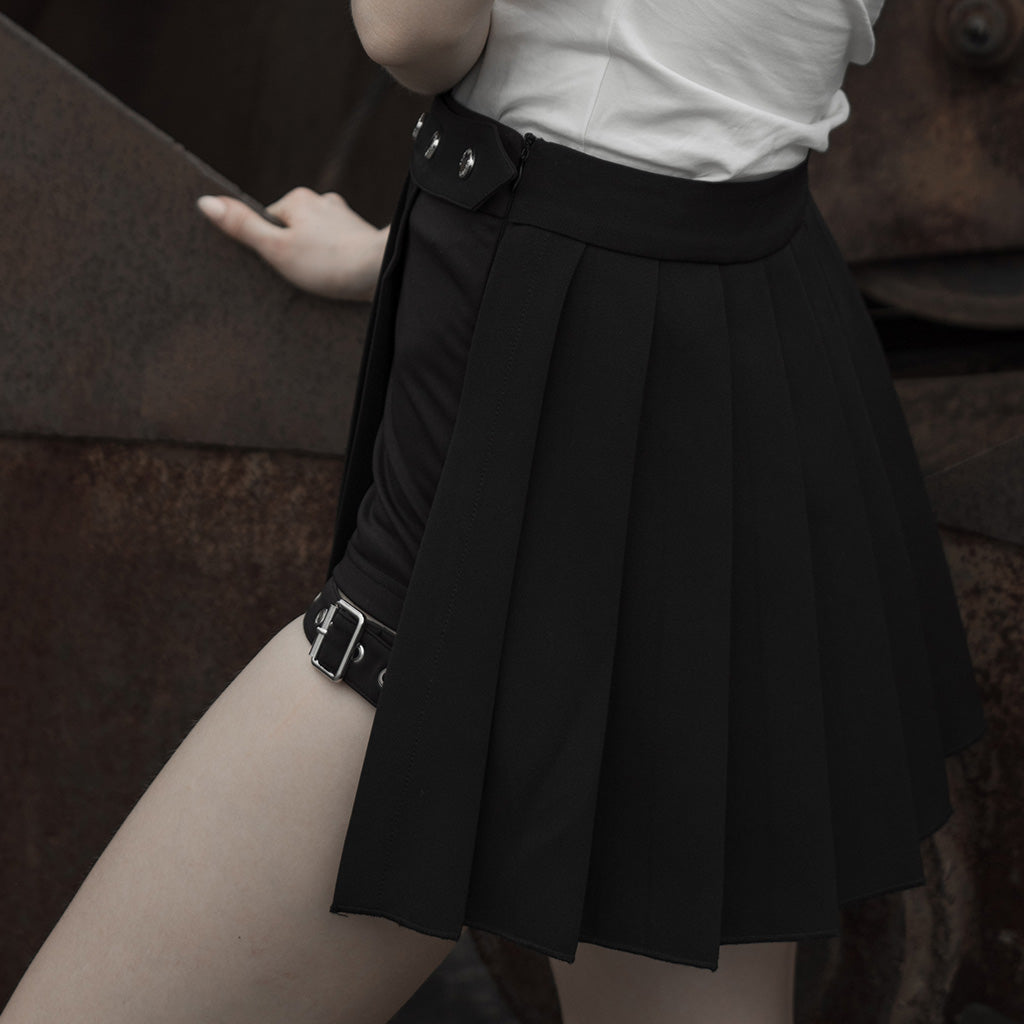 Fake two Plaid tied rope pleated half skirts OPQ-467