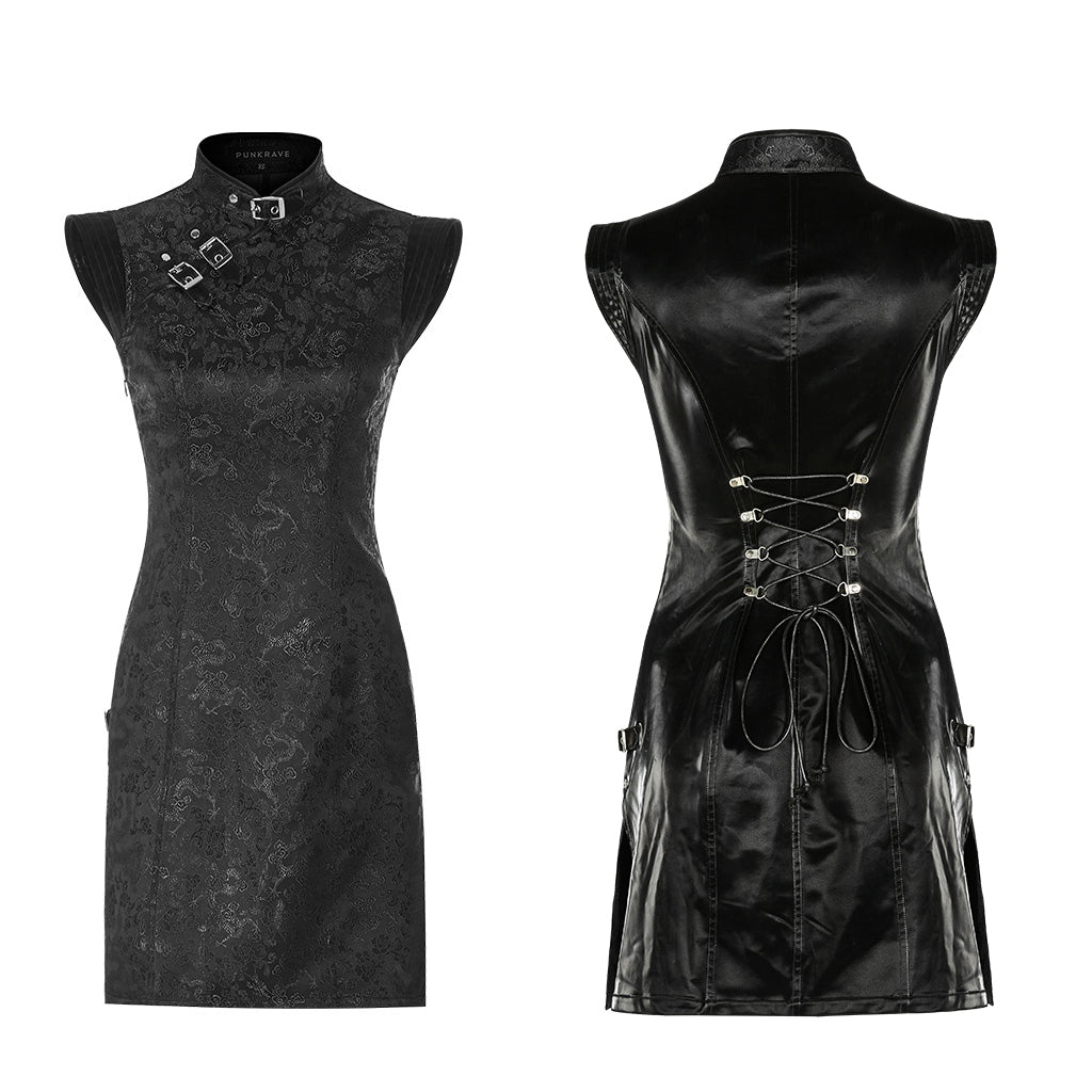 Cyber gothic Chinese cheongsam jacquard dress WQ-482LQF - Punk Rave Original Designer Clothing