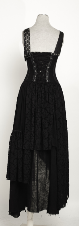 Asymmetrical Hem Lace Matching Do Old Steampunk Dress Q-291