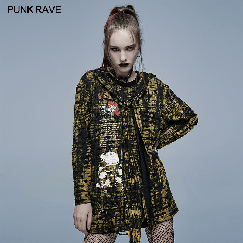 WT-710TCF Gothic loose Print Long Sleeve T-Shirt