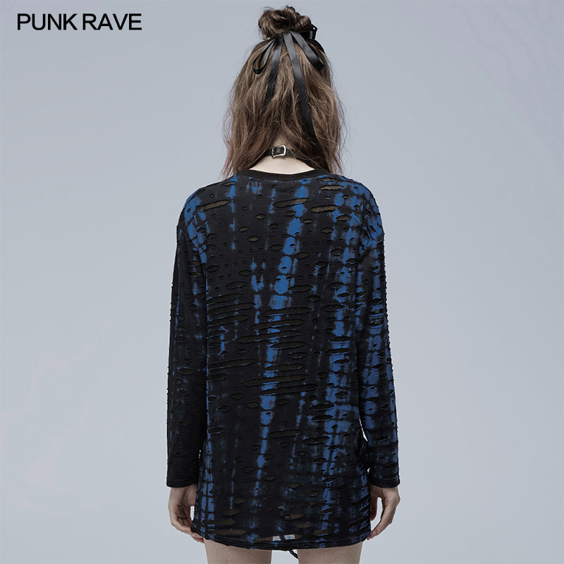 WT-710TCF Gothic loose Print Long Sleeve T-Shirt