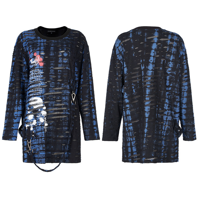 WT-710TCF Gothic loose Print Long Sleeve T-Shirt