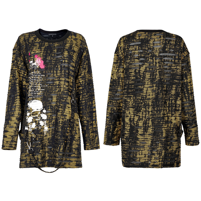WT-710TCF Gothic loose Print Long Sleeve T-Shirt