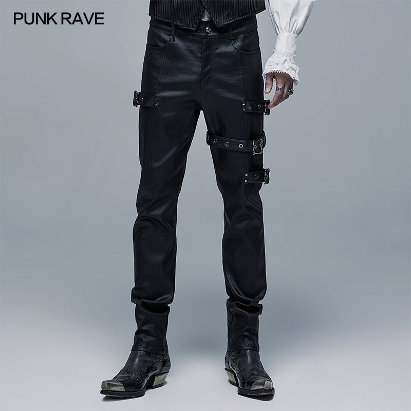 WK-479XCM Goth Elastic Woven Long Pants