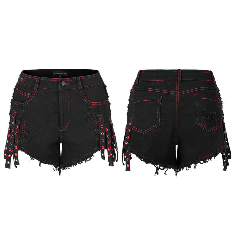 WK-487NDF Gothic contrast color ragged jeans