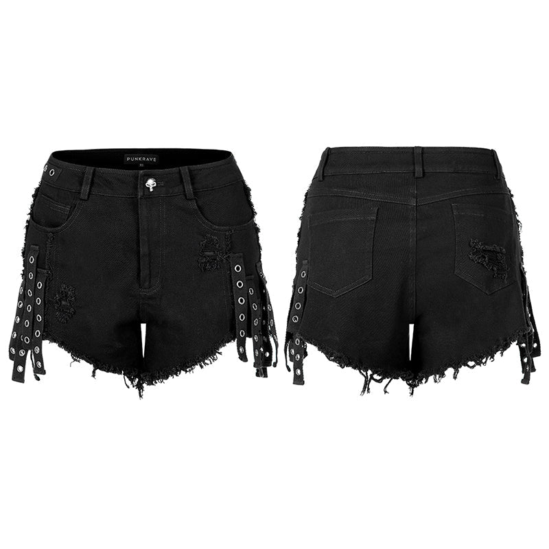 WK-487NDF Gothic contrast color ragged jeans