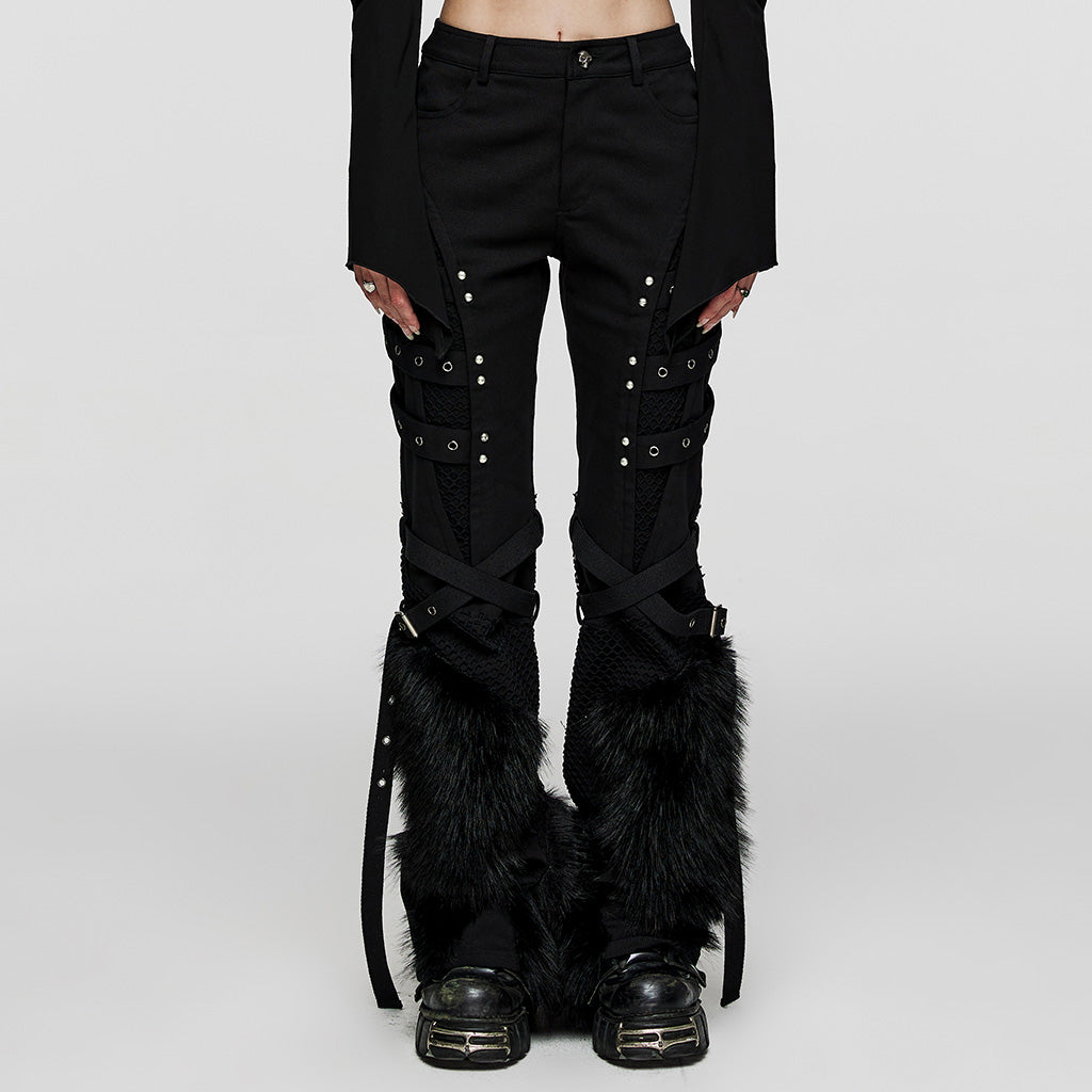 Punk faux wool detachable knee loops Pants WK-526XCF - Punk Rave Original Designer Clothing