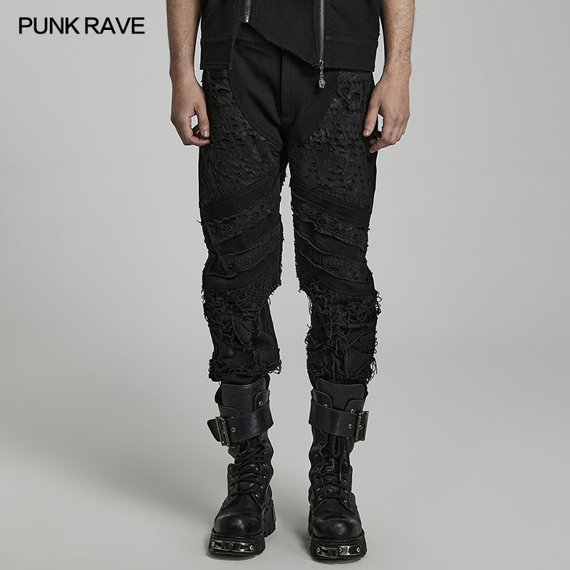 WK-561XCM Goth distressed streetwear pants