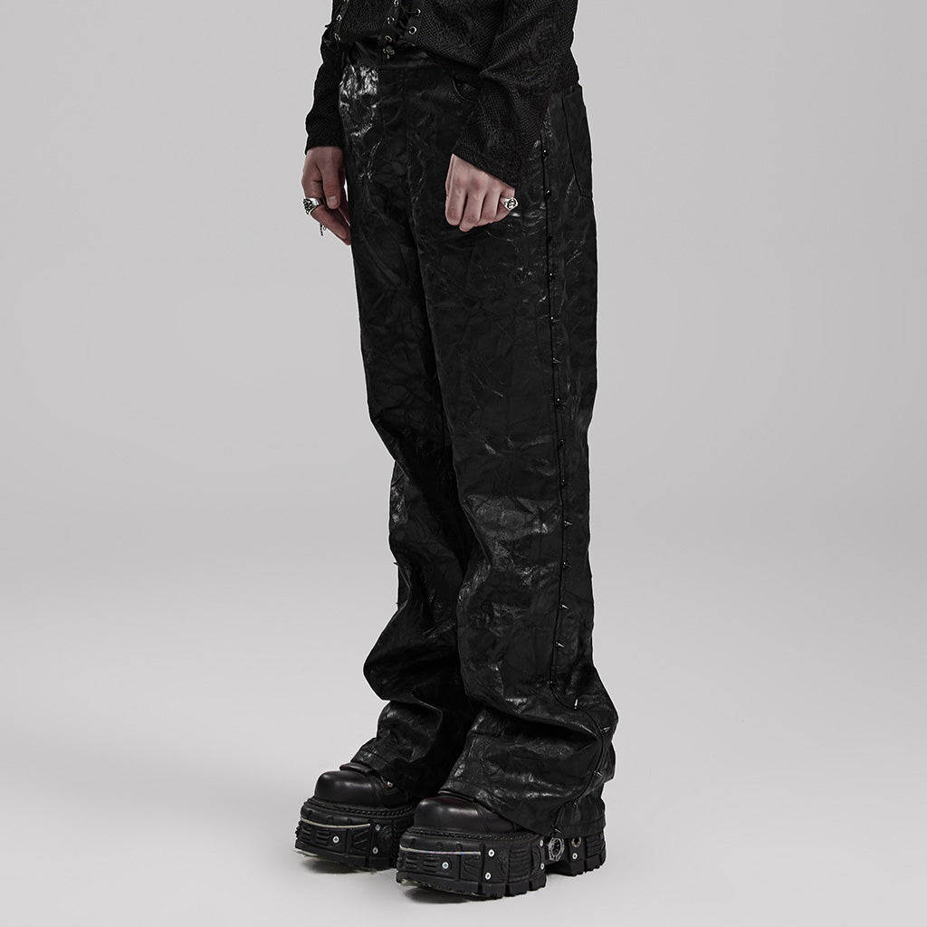 Punk pleated textured leather pants WK-585PCM - Punk Rave Original Designer Clothing