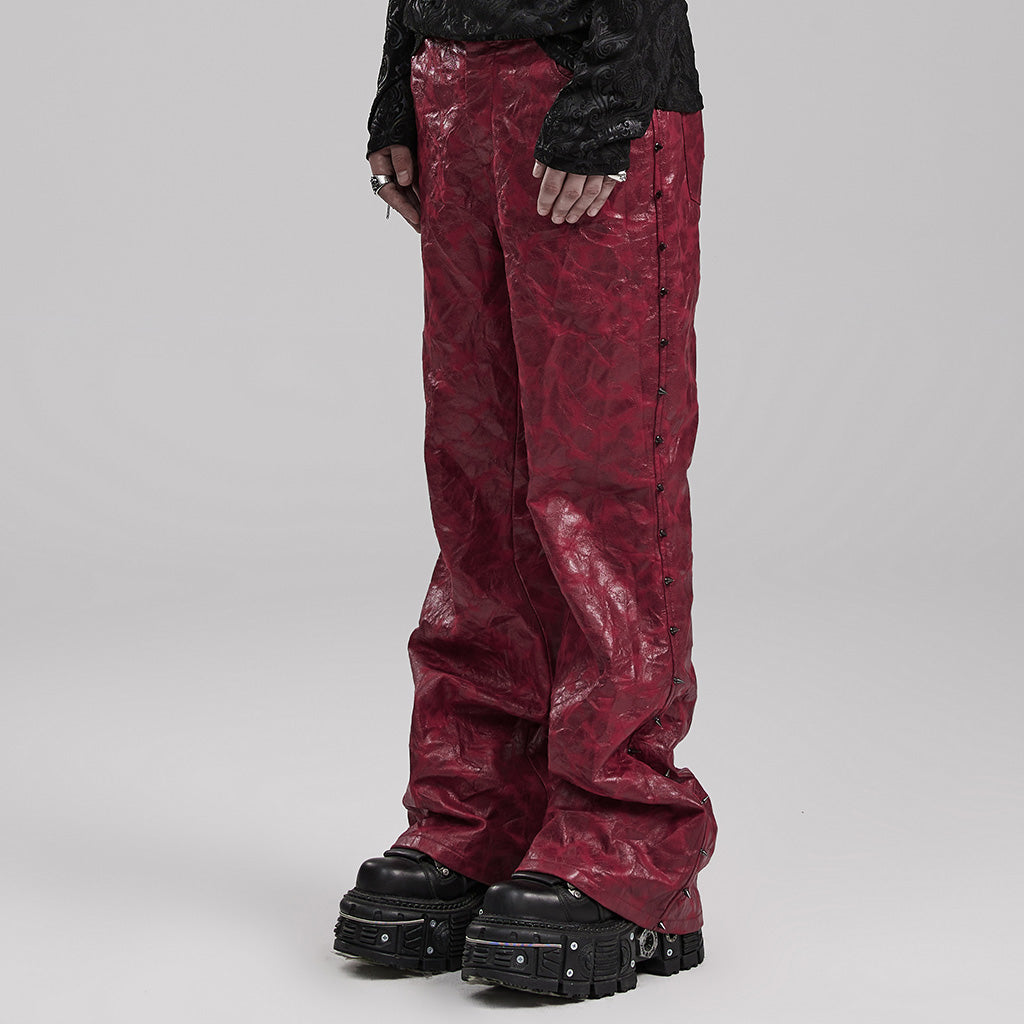 Punk pleated textured leather pants WK-585PCM