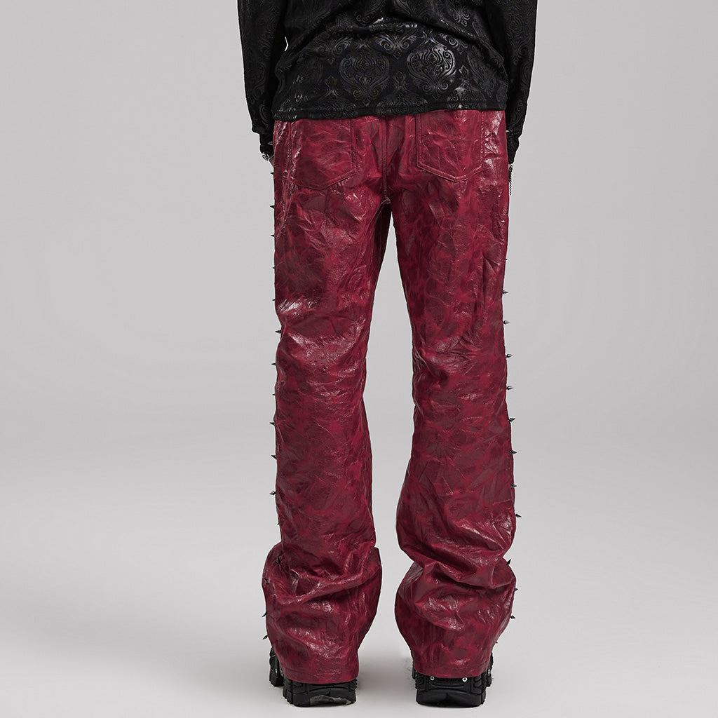 Punk pleated textured leather pants WK-585PCM