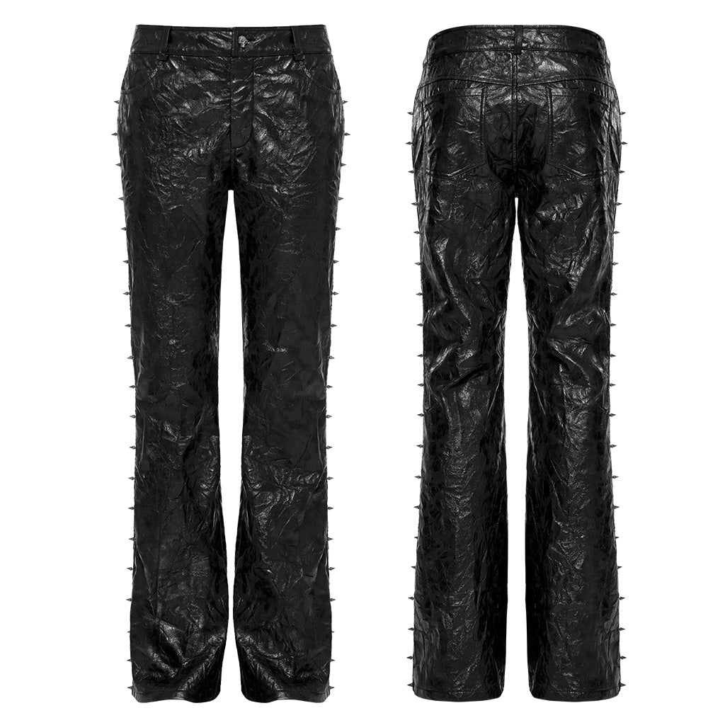 Punk pleated textured leather pants WK-585PCM