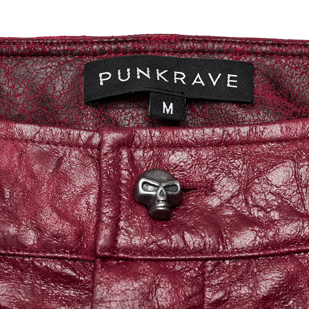 Punk pleated textured leather pants WK-585PCM