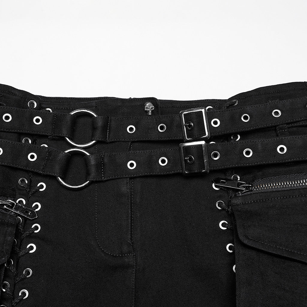 Punk stretch denim hollow shorts WK-705